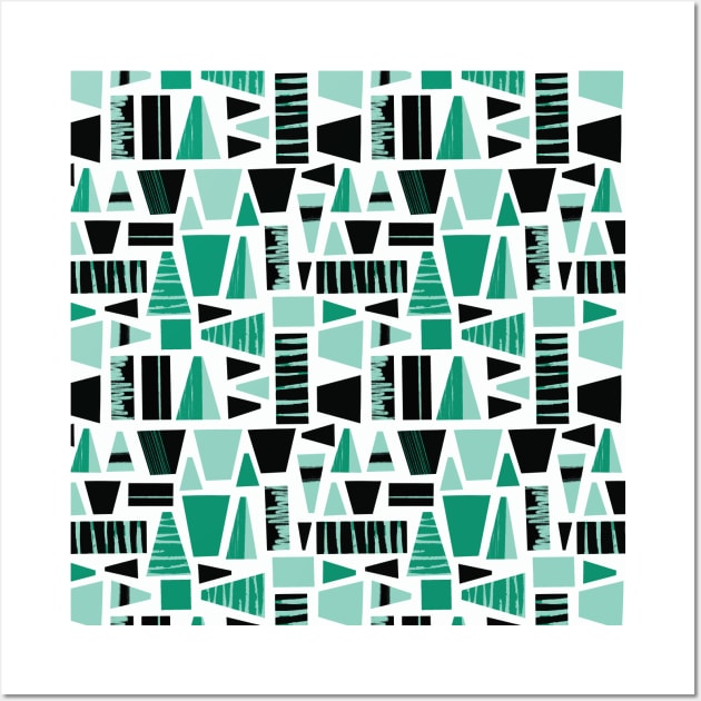 Abstract Shapes Teal Green Black Wall Art by Sandra Hutter Designs